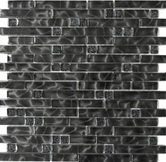 Mosaico de vidrio varillas mosaico azulejos brillo gris antracita negro MOS87-MV708
