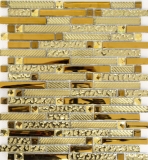 Barras de mosaico de vidrio mosaico azulejos backsplash Electroplated oro MOS86-0107