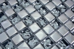 Muestra de mano mosaico azulejo mosaico de vidrio translúcido Cristal EP plata vidrio BAÑO WC cocina PARED MOS92-0218_m