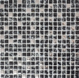 Mosaico de vidrio mosaico de azulejos de acero inoxidable de plata negro de cantera de vidrio splashback cocina splashback - MOS92-1099
