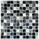 Mosaico de vidrio mosaico azulejos gris negro resina plata esmerilado MOS92-0333