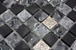 Muestra de mano mosaico azulejo translúcido gris negro mosaico de vidrio Cristal Resina gris negro plata esmerilado MOS92-0333_m