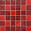 Mosaico de vidrio adornos retro vintage mosaico de azulejos óptica rojo MOS78B-0902