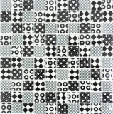 Mosaico de vidrio retro adornos vintage mosaico azulejo backsplash blanco óptica negro MOS88-8OP5