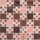 Mosaico de vidrio mosaico azulejos bordeau rosa marrón beige frontera mosaico estera MOS78-1304