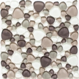 Mosaico de vidrio mosaico azulejos beige marrón guijarros plato de ducha azulejo backsplash MOS94-PG66