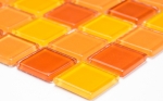 Muestra de mano mosaico azulejo Translúcido amarillo naranja rojo Mosaico de vidrio Cristal amarillo naranja rojo MOS62-0802_m
