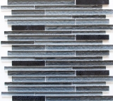 Mosaico de vidrio piedra artificial varillas mosaico azulejo compuesto negro antracita gris oscuro pared frente a la cocina WC - MOS86-MS89