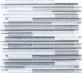 Mosaico de vidrio de piedra artificial barras de mosaico de azulejos compuesto blanco viejo blanco claro gris antracita azulejo backsplash pared baño - MOS86-MS90