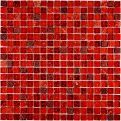 Mosaico de vidrio mosaico de azulejos de resina de color rojo oscuro BAÑO WC cocina azulejos azulejos pared backsplash - MOS92-0904