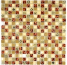 Mosaico de vidrio mosaico azulejo beige resina ocre marrón dorado azulejo backsplash pared - MOS92-1212