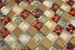Muestra de mano mosaico azulejo translúcido beige vidrio mosaico cristal resina mirada beige rojo MOS92-1212_m
