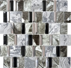 Mármol mosaico de vidrio azulejos de mosaico gris claro antracita plata cocina azulejo de la pared espejo baño WC - MOS88-0210