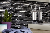Barras de mosaico de vidrio mosaicos de acero inoxidable negro plata MOS86-0302