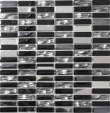 Barras de mosaico de vidrio mosaicos de acero inoxidable grafito negro plata MOS87-0301