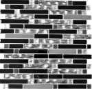 Mosaico de vidrio varillas de acero inoxidable plata negro azulejo backsplash pared de la cocina MOS67-GV478