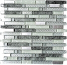 Mosaico de vidrio varillas mosaico azulejos acero inoxidable blanco plata gris MOS87-MV698