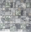 Piedra natural mosaico de vidrio mosaico de mármol azulejos de acero inoxidable gris plata antracita azulejo backsplash pared cocina cuarto de baño - MOS88-0204