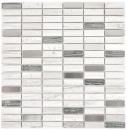 Mosaico azulejo translúcido acero inoxidable gris blanco varillas de vidrio mosaico Cristal piedra acero madera blanco MOS87-2002_f