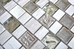 Muestra de mano mosaico azulejo resina translúcida cerámica fina gris blanco multiformato mosaico de vidrio cristal piedra resina cerámica madera blanco MOS82-2002_m