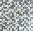 Mosaico de vidrio de piedra natural mosaico de azulejos de acero inoxidable gris antracita salpicaduras de baño - MOS92-0206