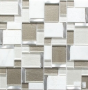 Mosaico de azulejos de aluminio como beige claro combinación mosaico de vidrio piedra aluminio blanco y beige MOS49-FK01_f