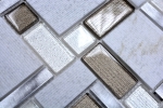Muestra de mano mosaico azulejo aluminio translúcido como beige claro combinación vidrio mosaico cristal piedra aluminio blanco y beige MOS49-FK01_m