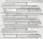 Mosaico de vidrio piedra natural varillas mosaico azulejo aluminio blanco plata claro gris salpicaduras pared revestimiento baño WC - MOS49-GV64