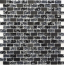 Barras de mosaico compuesto de piedra natural mosaico de azulejos negro antracita ladrillo mosaico de vidrio de cantera de mármol cocina splashback baño - MOS87-b1128