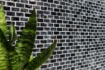 Muestra de mano mosaico azulejo Azulejo backsplash Translúcido negro Ladrillo Mosaico de vidrio Piedra de cristal negro MOS87-b1128_m