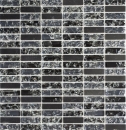 Rectangular azulejos de mosaico de vidrio de cantera mirada barras de mármol negro de piedra natural de cantera de vidrio azulejo backsplash cocina WC - MOS87-s1228