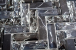 Muestras de mano mosaico azulejo negro translúcido espiga mosaico de vidrio cristal piedra negro MOS87HB-0328_m