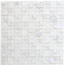 Piedra natural mosaico de vidrio mosaico de mármol azulejos blanco gris claro carrara óptica cantera vidrio azulejo backsplash pared baño cocina - MOS87-v1411