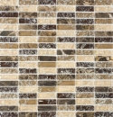 Rectángulo azulejos de mosaico de vidrio mosaico de vidrio roto mármol natural de piedra marrón oscuro beige pared baño cocina aseo - MOS87-S1255