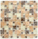 Mosaico de azulejos translúcido marrón claro combinación de mosaico de vidrio Crystal piedra emperador luz MOS87-K1453_f