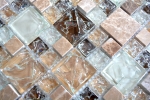 Muestra de mano mosaico azulejo translúcido marrón claro combinación mosaico de vidrio Cristal piedra emperador luz MOS87-K1453_m