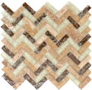 Vidrio de piedra natural de mármol mosaico de azulejos de color marrón claro beige crema en espiga de cristal de cantera cocina salpicadero azulejo backsplash - MOS87HB-1253