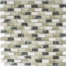 Barras de mosaico compuesto de piedra natural mosaico de azulejos gris verde beige ladrillo mosaico de vidrio de cantera de vidrio de mármol azulejo backsplash pared de la cocina - MOS87-B1152