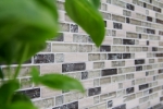 Muestra de mano mosaico azulejo azulejo backsplash translúcido gris-verde compuesto vidrio mosaico Crystal piedra gris-verde MOS87-V1352_m