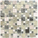 Mosaico de azulejos translúcido gris-verde combinación de mosaico de vidrio Piedra de cristal gris-verde MOS87-K1452_f