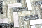 Muestras de mano mosaico azulejo translúcido gris-verde espiga mosaico de vidrio Crystal piedra gris-verde MOS87HB-0552_m