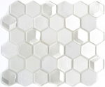 Piedra natural de mosaico de vidrio azulejos de mosaico hexagonal blanco antiguo blanco crema blanco perla azulejo backsplash pared revestimiento cuarto de baño - MOS11D-HXN11