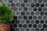 Muestra de mano mosaico azulejo Azulejo backsplash Negro translúcido Hexágono mosaico de vidrio Piedra de cristal 3D negro MOS11D-33_m