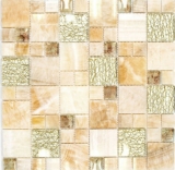 Piedra natural mosaico de vidrio mosaico de mármol azulejos ámbar oro ocre marrón backsplash pared cocina aseo - MOS88-MC649