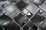 Muestra de mano mosaico azulejo translúcido negro combinación vidrio mosaico cristal piedra negro borde roto MOS88-0304_m