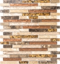Mosaico de vidrio de piedra natural varillas de mosaico de vidrio azulejos beige crema marrón mármol azulejo backsplash cocina cuarto de baño aseo - MOS86-1302