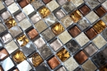 Muestra de mano mosaico azulejo translúcido beige marrón cristal mosaico piedra beige marrón MOS92-1303_m