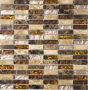 Mosaico de azulejos translúcidos beige marrón barras de mosaico de vidrio Crystal piedra beige marrón MOS87-1310_f