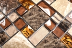 Muestra de mano mosaico azulejo translúcido beige marrón combinación vidrio mosaico cristal piedra beige marrón MOS88-1303_m