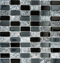 Rectangular azulejos de mosaico de vidrio mosaico de piedra gris negro antracita azulejos backsplash cocina backsplash baño - MOS87-1303